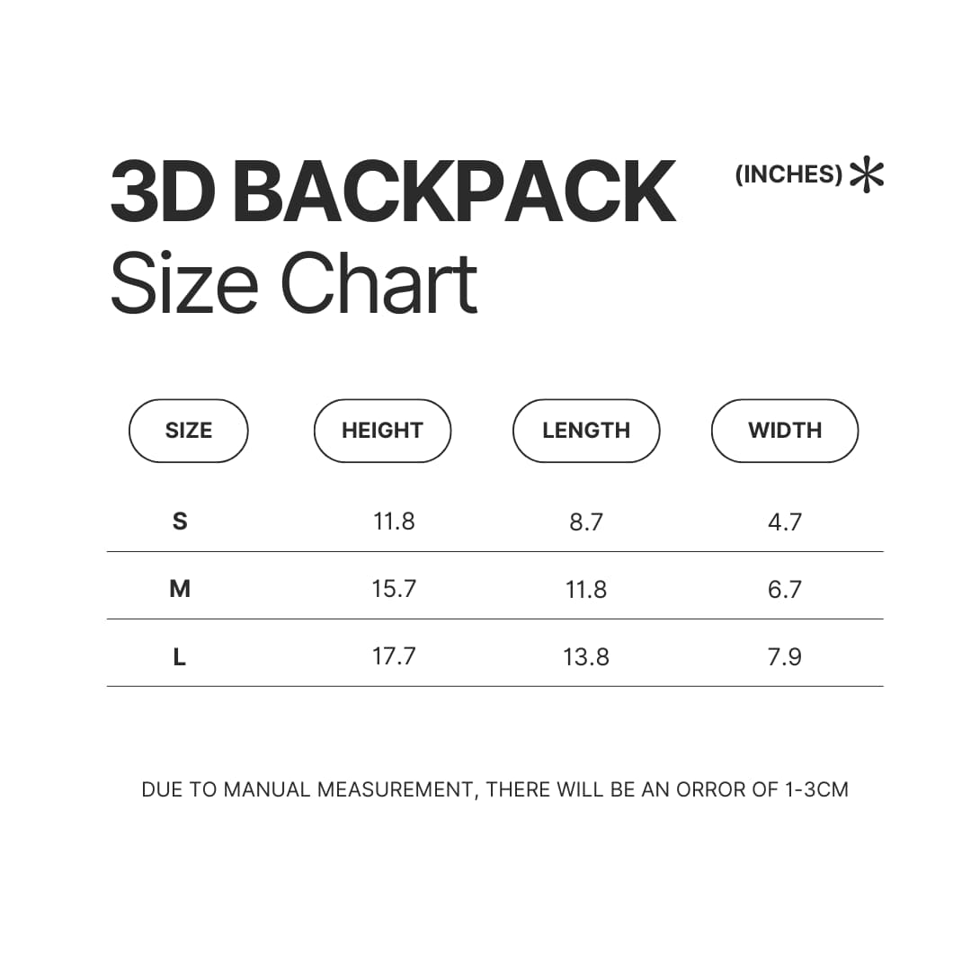 3D Backpack Size Chart - Your Lie In April Store