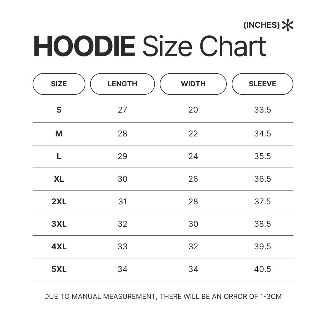 Hoodie Size Chart - Your Lie In April Store