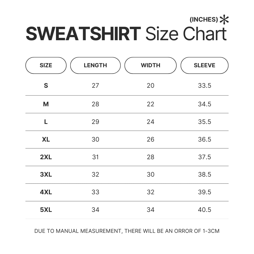 Sweatshirt Size Chart - Your Lie In April Store