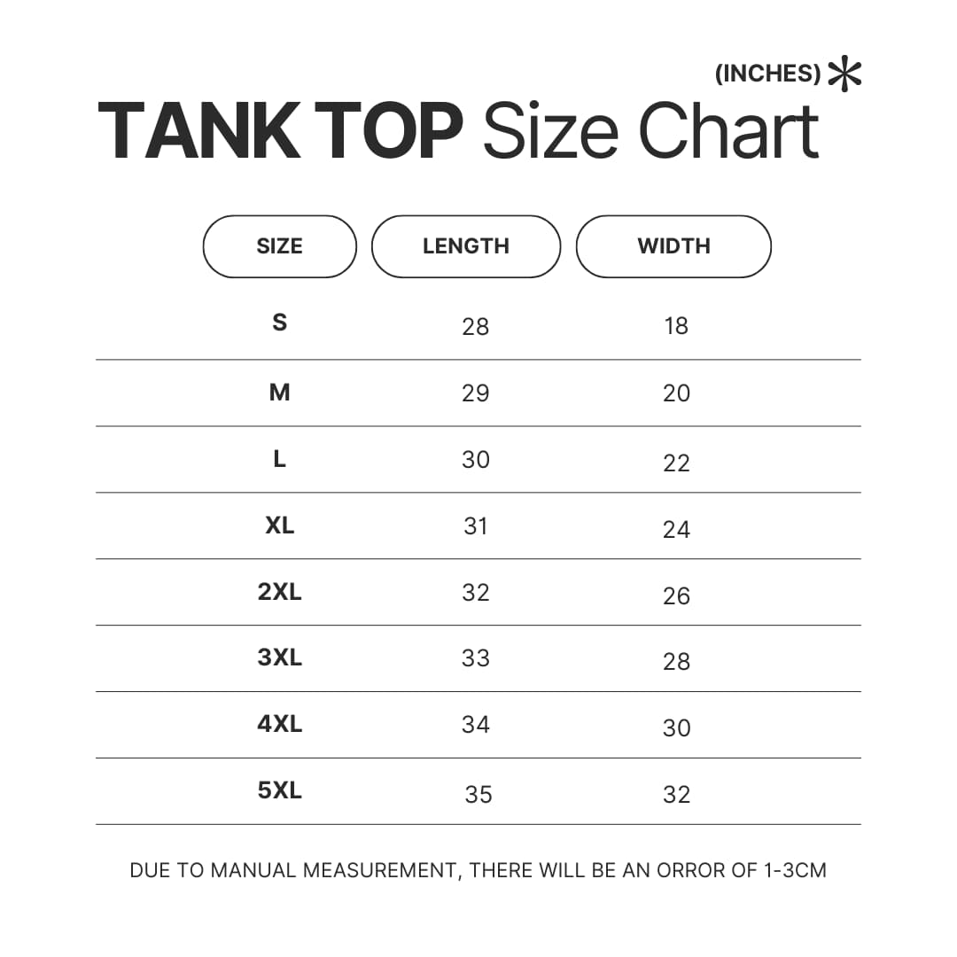 Tank Top Size Chart - Your Lie In April Store
