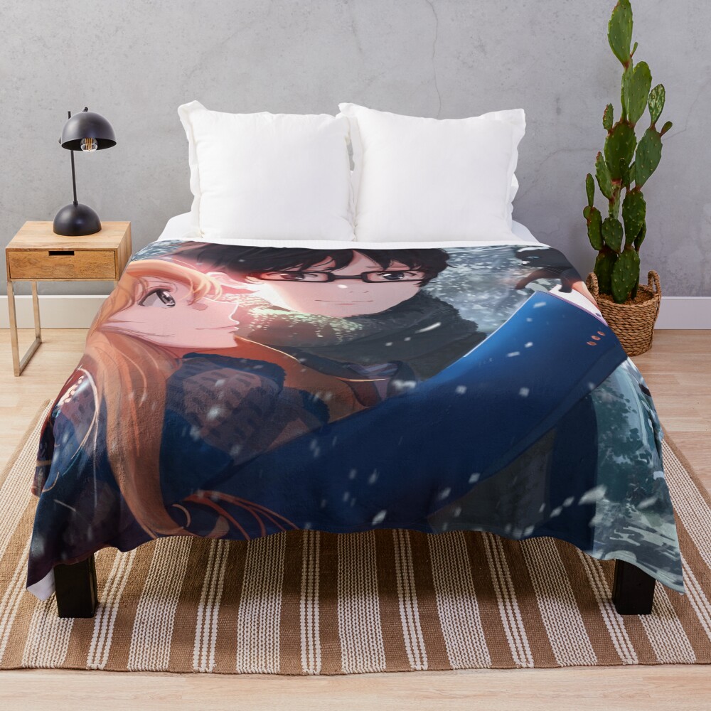 Your Lie In April Kaori Miyazono And Kousei Arima Throw Blanket