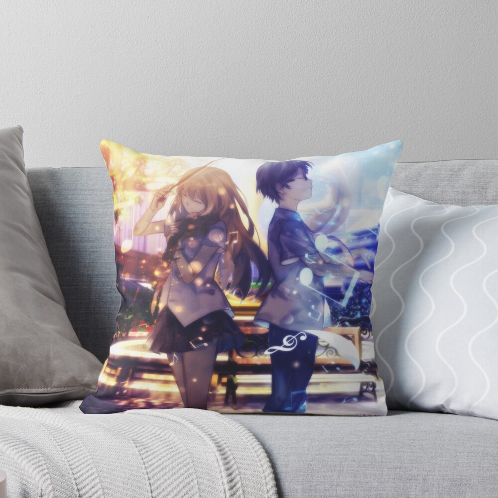 Your Lie In April Lovely Couple Throw Pillow