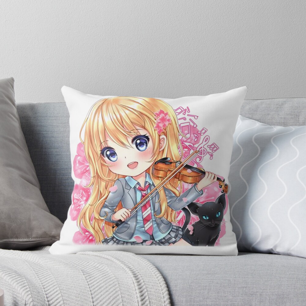 Your Lie In April Kaori Chibi Throw Pillow